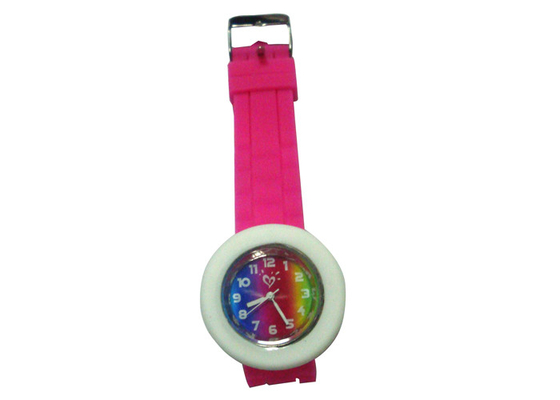Reloj color de rosa de la jalea del silicón de la pulsera del dial colorido para toda la gente