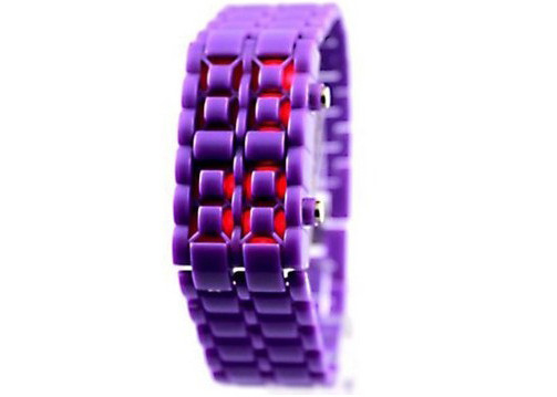 uso púrpura del tiempo largo del reloj de la jalea del silicón de la lava para los muchachos y las muchachas