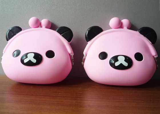 Monedero rosado del silicón del oso, bolsa del bolso del gel para las muchachas 95*92*45