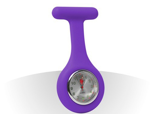 Purple reloj de Pin negro árabe números Pocket enfermera Fob estilo caso de blanco marcado