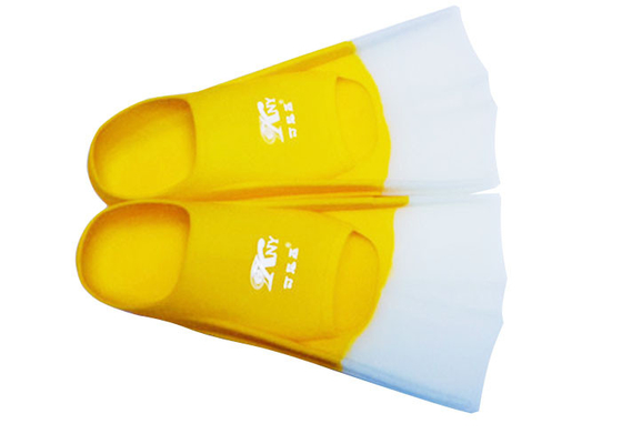 Aletas de nadada blancas amarillas del silicón, logotipo impreso seda de la aleta que nada