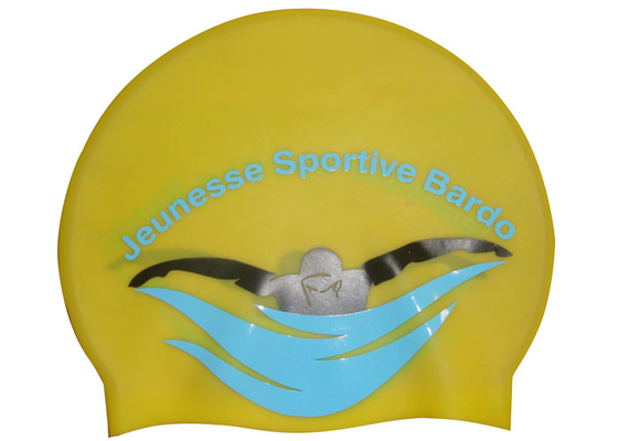 Casquillos de natación amarillos de encargo respetuosos del medio ambiente del silicón para los adultos